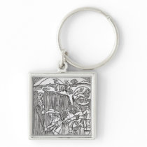 The Month of August, from a shepherd's calendar Key Chain