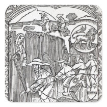 The Month of August, from a shepherd's calendar Sticker