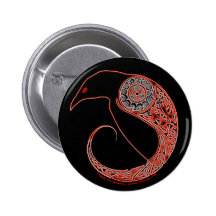 The Morrigan Raven Celtic knotwork Pins & Buttons