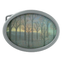 The mountain sunset oval belt buckle