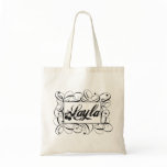 The name Layla in black inside stylish frame bags