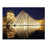 The night view of the glass Pyramid of Musee du Post Card