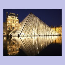 The night view of the glass Pyramid of Musee du posters