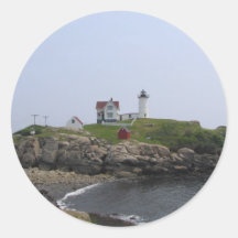 The Nubble Lighthouse Maine Round Stickers