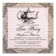 Thé nuptiale de douche de théière vintage de la Ch Faire-parts