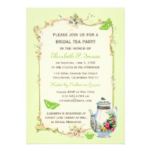 Thé nuptiale français vintage vert invitation