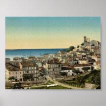 The old town, Cannes, Riviera classic Photochrom Print