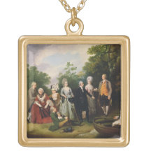 The Oliver and Ward Families in a Garden, c.1788 ( Personalized Necklace