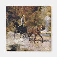 The one horse Carraige by Toulouse-Lautrec Fridge Magnet