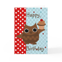 The Owl and the Cupcake Greeting Cards