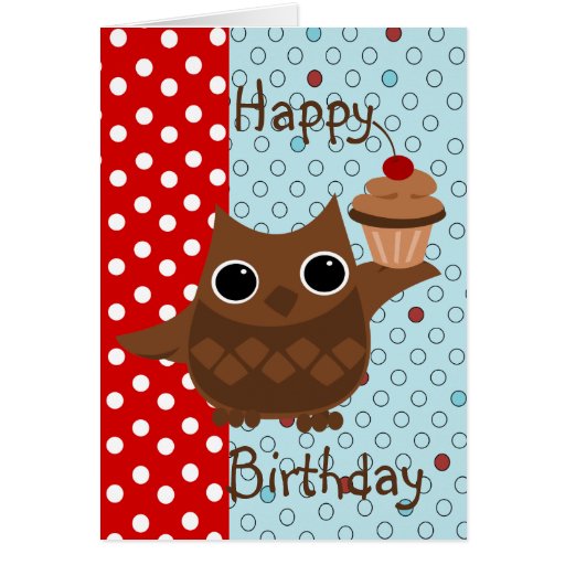 The Owl and the Cupcake Greeting Cards