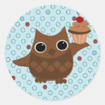 The Owl and the Cupcake Round Sticker