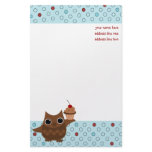 The Owl and the Cupcake Personalized Stationery