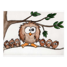 The Owl Family Post Card