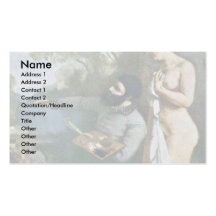The Painter'S Atelier Detail By Courbet Gustave Business Card Template