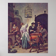 The parrot cage by Jan Havickszoon Steen Print