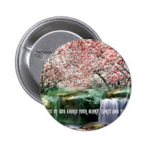 The Peace Cherry Blossom Pinback Buttons