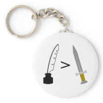 The Pen is mightier than the Sword keychains