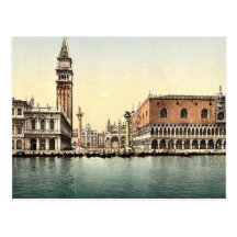 The Piazzetta, Venice, Italy classic Photochrom Postcards