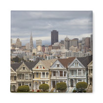 The Pink Ladies Victorian style houses in the Refrigerator Magnet