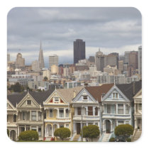 The Pink Ladies Victorian style houses in the Square Stickers