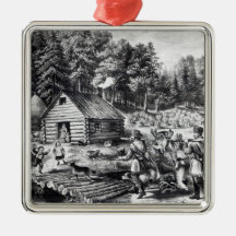The Pioneer's Home on the Western Frontier Christmas Tree Ornament