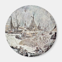 The Pleasures Of The Fishing Village By Wu Wei Refrigerator Magnets