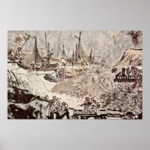 The pleasures of the fishing village by Wu Wei Poster