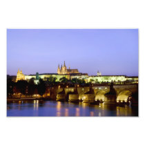 The Prague Castle and the Charles Bridge at Dusk Photograph