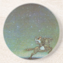 The Prince Rides in Moonlight by John Bauer Beverage Coaster
