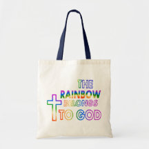 The Rainbow Belongs to God Canvas Bags
