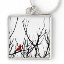 The Red Bird by Leslie Peppers Keychain