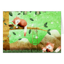 The red panda came prepared ... greeting card
