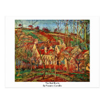 The Red Roofs,  By Pissarro Camille Post Card