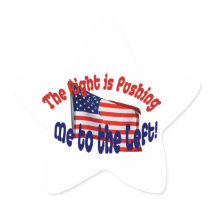 The Right is Pushing Me to the Left, American Flag Star Sticker