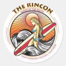 THE RINCON CALIFORNIA SURFING ROUND STICKERS
