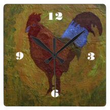 The Rooster Square Wall Clocks
