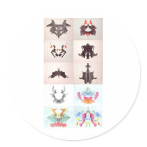 The Rorschach Test Ink Blots All 10 Plates 1-10 Round Stickers