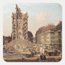 The Ruins of the old Kreuzkirche, Dresden Square Stickers