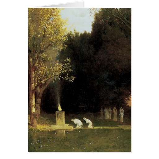 The Sacred Wood by Arnold Bocklin Greeting Card