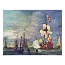 The Salute By Willem Van De Velde The Younger Personalized Invitation