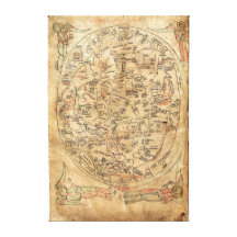 The Sawley Map Imago Mundi Honorius Augustodunensi Canvas Print