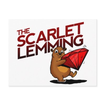 The Scarlet Lemming (with title) postcard by 1889ca