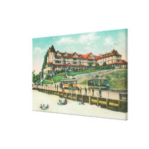The Sea Beach Hotel from the Beach Stretched Canvas Print