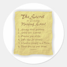 The Secret to Surviving Nursing School Round Stickers