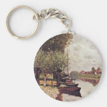 The Seine At Bougival By Sisley Alfred Key Chain