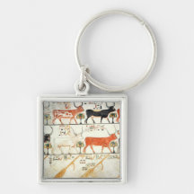 The seven celestial cows and the sacred bull key chains