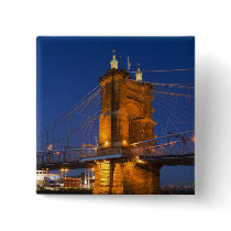 The skyline of Cincinnati, Ohio, USA at dusk Pinback Button