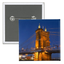 The skyline of Cincinnati, Ohio, USA at dusk Pinback Button