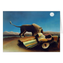 "The Sleeping Gypsy" by Henri Rousseau Greeting Cards